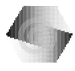 Halftone gradient hexagon vector.