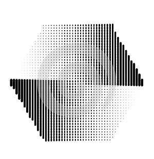 Halftone gradient hexagon vector.