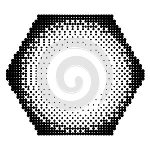 Halftone gradient noise hexagon vector.