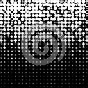 Halftone gradient pattern. Background using halftone random dots texture. Grunge backdrop. Technology vector