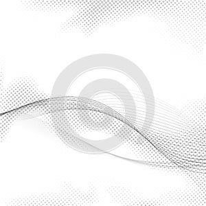 Halftone greyscale swoosh lines and dots minimalistic layout photo