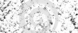 Halftone grunge noise texture. Dirt speckles, spots, dots background. Black white grit sand grain wallpaper. Retro