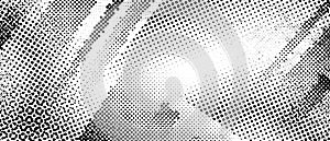 Halftone grunge texture. Distorted rough dirty scratch textured background. Dotted glitch punk wallpaper for banner