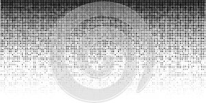 Halftone horizontal gradient pattern. Background using halftone random dots texture. Grunge backdrop. Technology. Vector