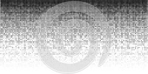 Halftone horizontal gradient pattern. Background using halftone random dots texture. Grunge backdrop. Technology. Vector photo