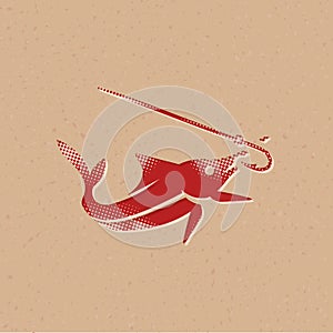 Halftone Icon - Hooked fish