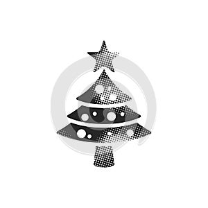 Halftone Icon - Pine tree with snow