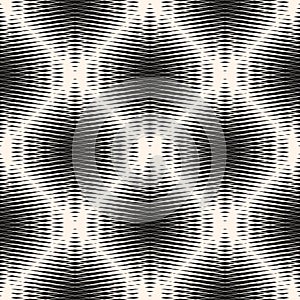 Halftone mesh seamless pattern. Abstract black and white vector graphic texture