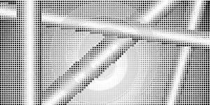 Halftone monochrome pattern with squares. Shades of grey. Minimalism, vector. Black and grey dots on white background