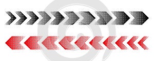 Halftone moving arrow representing speed, acceleration, fast vector illustration