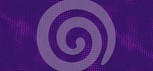 Halftone music wave on purple background. Dotted vibrant texture for wallpaper, music poster, flyer. Abstract halftone