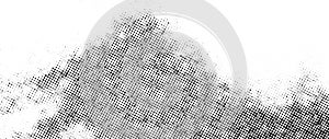 Halftone noise texture. Grunge dirty speckles, spots, dots background. Black white grit sand grain wallpaper. Retro