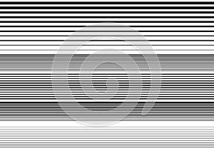 Halftone random horizontal straight parallel lines, stripes pattern and background. Lines vector illustrations. Streaks, strips, photo