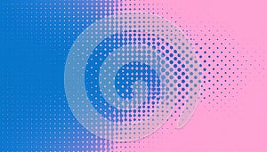 Halftone retro background. Pink blue halftone gradient.
