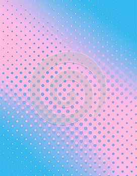 Halftone retro background. Pink blue halftone gradient.