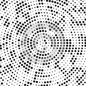 Halftone Retro Black And White Radial Spinning Mess Polka Dots Background Pattern Texture