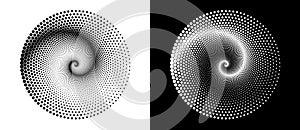 Halftone round as icon or background. Abstract vector circle with hexagons as logo or emblem. Black shape on a white background