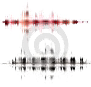 Halftone square vector elements. Vector sound waves photo