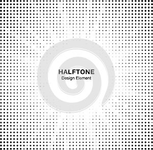 Halftone star circle frame background. Black circular border using halftone dots texture. Vector illustration.