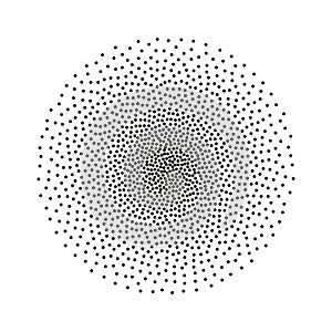 Halftone stipple circle. Vector dotted monochrome texture. Pointillism round shape photo