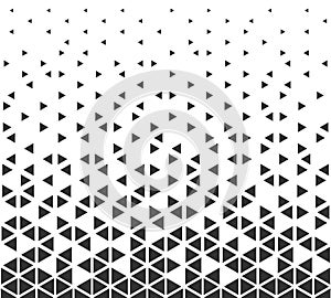 Halftone triangle abstract background. Black and white vector pattern