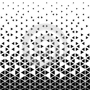 Halftone triangle abstract background. Black and white vector pattern