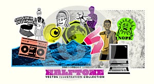 Halftone Vector Elements Grunge Asset Collection