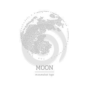 Halftone vector illustration of full moon, stipple