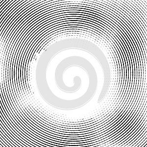 Halftone vector lines. Halftone effect. Background concept. Vignette texture. Circle lines isolated on the white background.