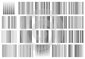 Halftone vertical straight, parallel and random lines, stripes pattern and background. Lines vector illustrations. Streaks, strips photo