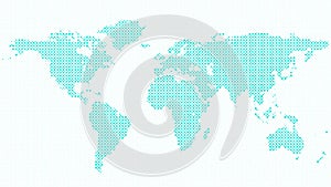 Halftone world map background from dots