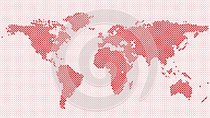 Halftone world map background - vector graphic with circles