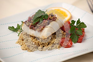 Halibut with Olive Tapenade Crust