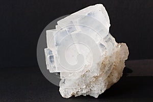 Halite mineral also rock solt on black background