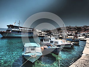 Halki is a Greek island and municipality in the Dodecanese archipelago in the Aegean Sea,nice colored houses-romantic