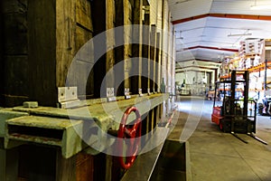 Hall with a automatization press for apples in factory, Asturian Sidreria photo