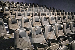 hall with chairs in a cinema before watching a movie