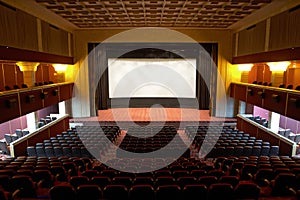 Hall of a cinema and lines armchairs