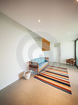 Hall with divan and striped rug