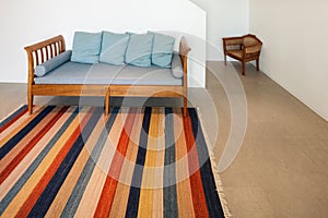 Hall with divan and striped rug photo
