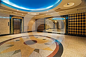 Hall with elevator of luxurious hotel