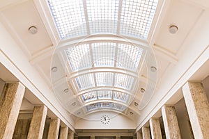 Hall glass ceiling and clock