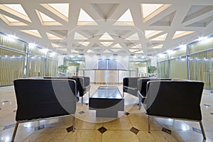 Hall with armchairs at business center photo