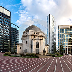 The Hall of Memory building in the redeveloped Centenary Square in Birmingham, UK