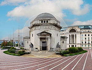 The Hall of Memory building in the redeveloped Centenary Square in Birmingham, UK