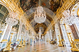 Hall of Mirrors of the famous Palace of Versailles