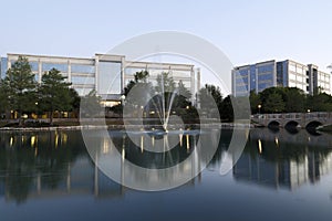 Hall Park sunset view in city Frisco TX