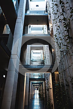 hall perspective of modern Centrum Spotkania Kultur building, contemporary architecture photo