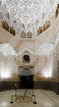 Hall of the two Sisters at Alhambra. Granada, Spain