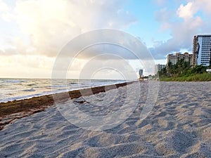 Hallandale Beach Florida sandy beach during sunrise.